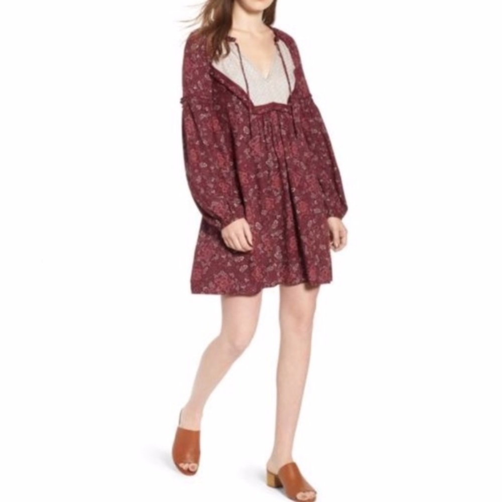 Hinge Mix Print Peasant Dress